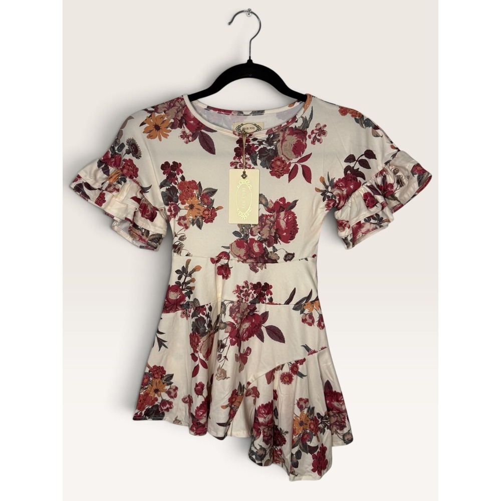 Joyfolie Mia Joy Emilia Dress Girls 3 Floral Ruffle Swing Hem NEW